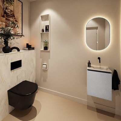 MONDIAZ TURE-DLUX 40cm toiletmeubel Plata. EDEN wastafel Ostra positie rechts. Zonder kraangat.