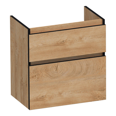 BRAUER Delight Edge meuble sous-lavabo peu profond 60 2 tiroirs softclose - sans poignées - 1 découpe pour siphon - Forest Tan
