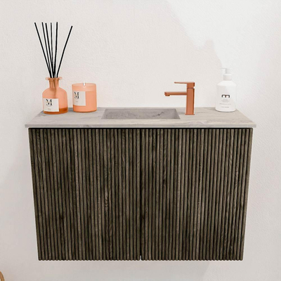 Mondiaz JOYA-DLUX 60cm toiletmeubel - kleur Shadow - Wastafel FAYE positie Midden 1 kraangat kleur Glace.