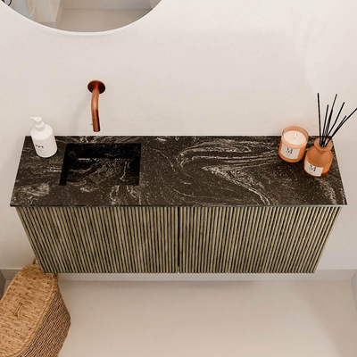 Mondiaz JOYA-DLUX 90cm toiletmeubel - kleur Dusk - Wastafel FAYE positie Links Zonder kraangat kleur Lava.