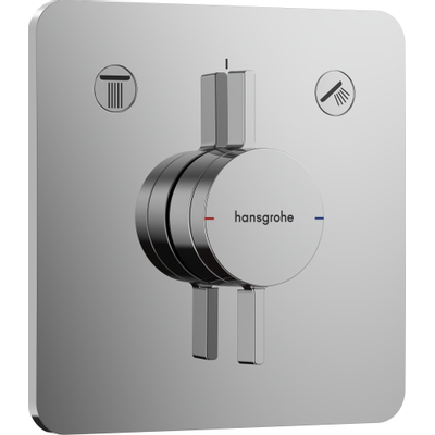 Hansgrohe DuoTurn Q Douche pluie - partie encastrable - robinet thermostatique - pommeau - bras de douche - douchette stick avec support - barre avec curseur - flexible - Chrome