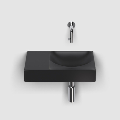 Clou Vale lave-mains céramique lave-mains 38x19x7cm sans trou de robinet à gauche Noir mat
