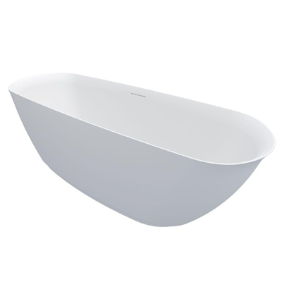 Riho Bilo Solid Baignoire îlot Ovale 165x77x55cm avec siphon Solid surface Blanc mat