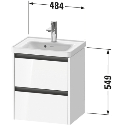 Duravit ketho 2 meuble sous lavabo avec 2 tiroirs 48.4x37.5x54.9cm avec poignées anthracite graphite super mat