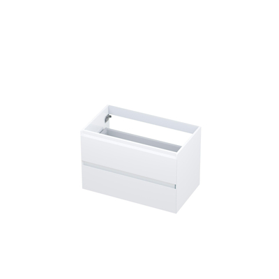 INK Wastafelonderkast - 80x45x52cm - 2 lades - greeploos - MDF lak - Hoogglans wit
