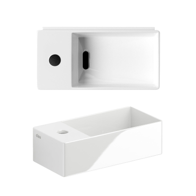 Clou New Flush lave-mains 35x18cm incluant bonde avec trou de robinetterie à gauche Céramique Blanc