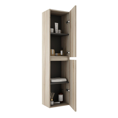 Saniclass Vita Hoge Kast - 140x35x27cm - 2 deuren - licht eiken OUTLETSTORE