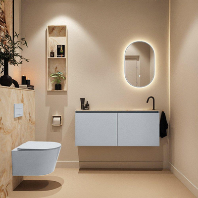 MONDIAZ TURE-DLUX 120cm toiletmeubel Clay. EDEN wastafel Frappe positie rechts. Met 1 kraangat.