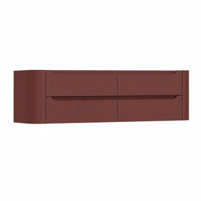 H&R Badmeubelen Juice Wastafelonderkast - 160x45x50cm - afgeronde hoeken - 4 lades - geïntegreerde greep - Terra mat