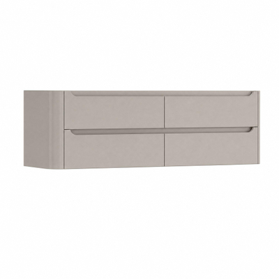 H&R Badmeubelen Juice Wastafelonderkast - 160x45x50cm - linkerhoek afgerond - 4 lades - geïntegreerde greep - beige mat