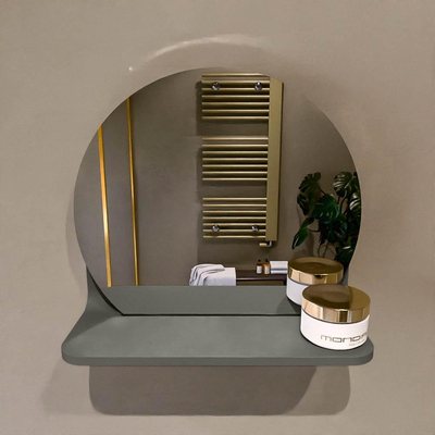 Mondiaz SPOT miroir – Ø 30 cm – avec tablette – Smoke (brun clair)