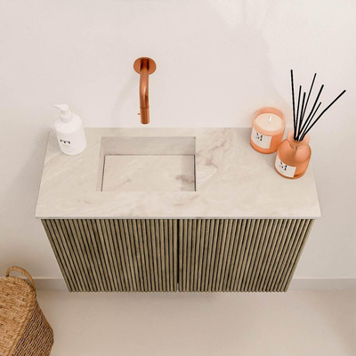 Mondiaz JOYA-DLUX Meuble de salle de bains 60cm - couleur Dusk - Vasque FAYE position Gauche Sans trou de robinet couleur Frappe