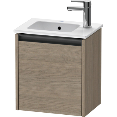 Duravit Ketho.2 Fonteinkast - met 1 deur - 41x29.2x44cm rechts - met greep antraciet - eiken terra mat