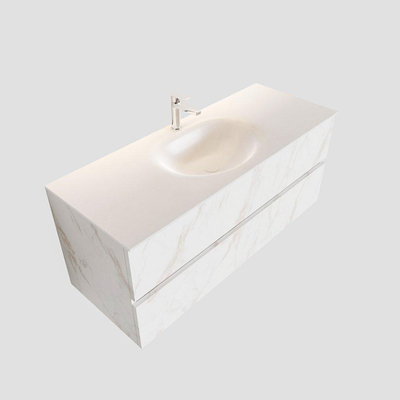 Mondiaz VICA Meuble Carrara avec 2 tiroirs 120x50x45cm vasque Moon centre 1 trou de robinet
