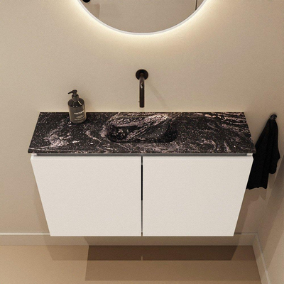 MONDIAZ TURE-DLUX 80cm toiletmeubel Talc. EDEN wastafel Lava positie midden. Zonder kraangat.