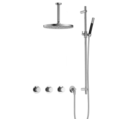 Hotbath Cobber X IBSX70 Regendoucheset inbouw - hoofddouche 30cm - plafondarm 15cm - glijstang - handdouche staaf 1 stand - Chroom