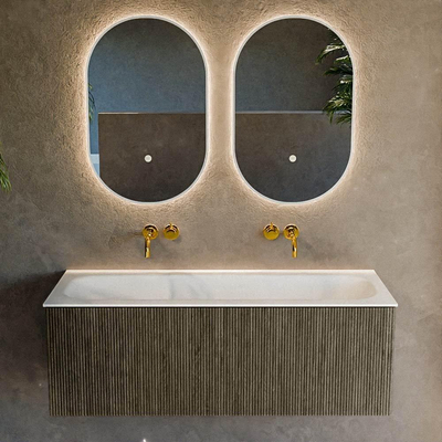 Mondiaz KURVE Badkamermeubelset - 120x46x40cm - 1 lade - wastafel solid surface - midden - zonder kraangat - Shadow