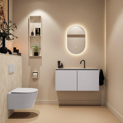 MONDIAZ TURE-DLUX Meuble de toilette - 100cm - Cale - EDEN - lavabo Ostra - position milieu - 1 trou de robinet