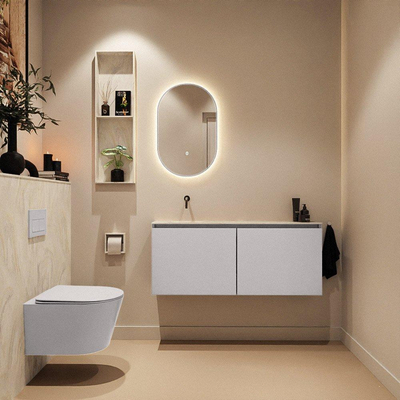 MONDIAZ TURE-DLUX meuble WC 120 cm Cale. EDEN lavabo Ostra position gauche. Sans trou de robinet.
