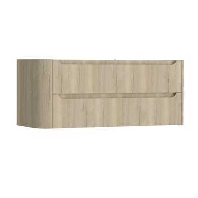 H&R Badmeubelen Juice Meuble sous vasque - 120x45x50cm - angle gauche arrondi - 2 tiroirs - poignée intégrée - chêne French