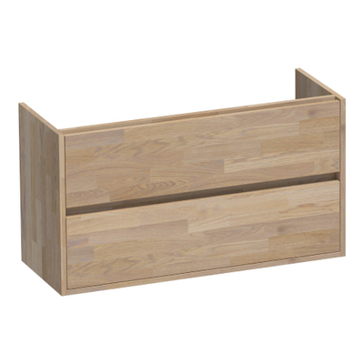 BRAUER Adore meuble de salle de bains peu profond - 100x39x55cm - 2 tiroirs softclose - sans poignée - 1 découpe pour siphon - chêne massif - chêne à aboutage gris