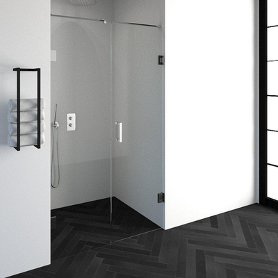 BRAUER Void nisdeur 2-delig helder glas 120x200 omkeerbaar met draaideur 60 aan muur incl. glascoating chroom