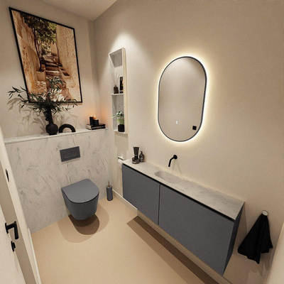 MONDIAZ TURE-DLUX 120cm toiletmeubel Dark Grey. EDEN wastafel Opalo positie midden. Zonder kraangat.