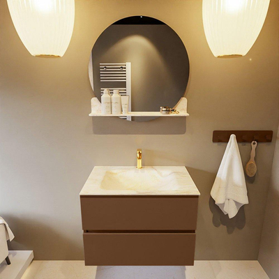 Mondiaz VICA-DLUX Ensemble de meuble de salle de bain - 70cm - meuble sous-vasque reposant - 2 tiroirs - lavabo encastrée cloud milieu - 1 trou de robinet - version haute de 60cm - ostra