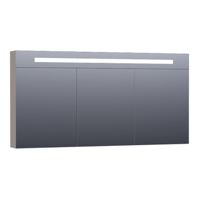 BRAUER Promise Deluxe Armoire de toilette 139x70x15cm éclairage intégré rectangulaire 3 portes pivotantes MDF Taupe mat