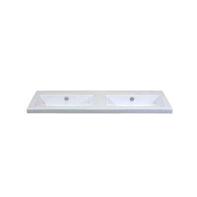 HR badmeubelen Djazz Lavabo - 121x45,5x4cm - 0 trous de robinet - 2 cuves - céramique blanche