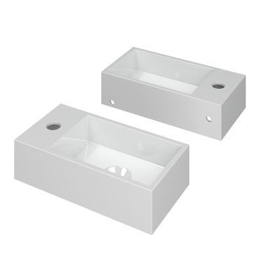 INK Versus Fontein - 36x18x9cm - wasbak rechts - 1 kraangat - polystone wit glans