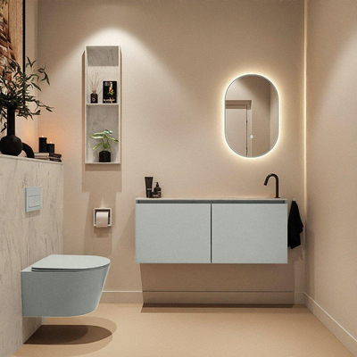 MONDIAZ TURE-DLUX 120cm toiletmeubel Greey. EDEN wastafel Opalo positie rechts. Met 1 kraangat.