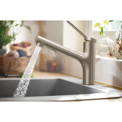 Hansgrohe Zesis m33 1 greeps keukenkraan - 150 metalen uittrekbare. vuistdouche - 2jet - rvs look