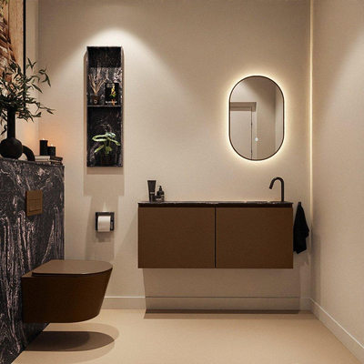 MONDIAZ TURE-DLUX Meuble toilette - 120cm - Rust - EDEN - vasque Lava - position droite - 1 trou de robinet