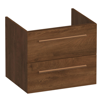 BRAUER Trust meuble sous-lavabo 60 sans poignées rapportées 2 tiroirs à fermeture douce et 1 découpe pour siphon - Forest Cacao