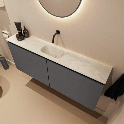 MONDIAZ TURE-DLUX 120cm toiletmeubel Dark Grey. EDEN wastafel Ostra positie midden. Zonder kraangat.