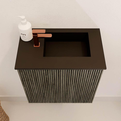 Mondiaz JOYA 40cm toiletmeubel - kleur Shadow - Wastafel FAYE positie Rechts 1 kraangat kleur Urban.