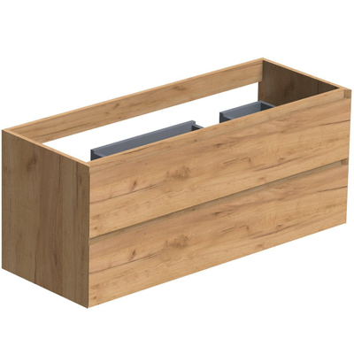 Thebalux Type onderbouwkast 120x45x50cm 2 uitsparingen 2 softclose lades Greeploos MDF/spaanderplaat oak grain