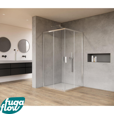 FugaFlow Efficiente Vetro Douchecabine - 80x80x200cm - hoekinstap - helder glas - profiel - chroom