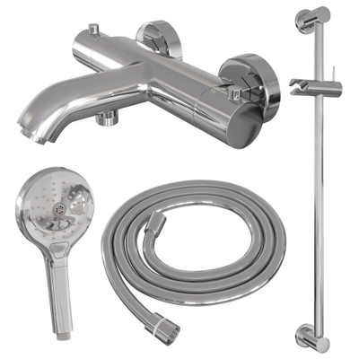 Brauer Chrome Edition Badkraan Opbouw - glijstang - 2 functies - 2 gladde knoppen - handdouche rond 3 standen - chroom TWEEDEKANS