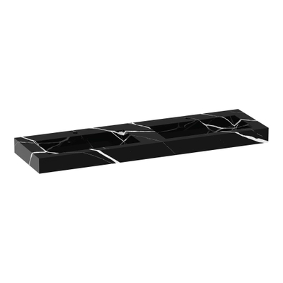 BRAUER Coral wastafel - 160x46x10cm - 2 wasbakken - 2 kraangaten - composiet - marmerlook - Nero Marquina