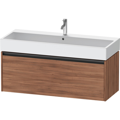 Duravit Ketho.2 Wastafelonderbouwkast - met 1 lade - voor enkele wastafel - 118.4x46x44cm - met greep antraciet - noten mat