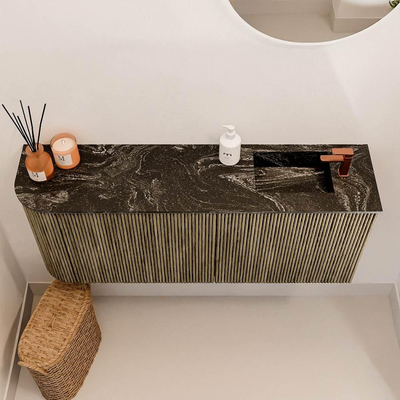 Mondiaz JOYA-DLUX Meuble de salle de bains 101.6cm - arrondi gauche couleur Dusk - Vasque FAYE position Droite 1 trou de robinet couleur Lava