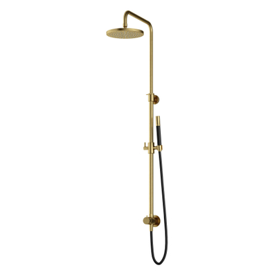 Hotbath Cobber Stortdoucheset - hoofddouche 20 cm en doucheslang - 150cm - met handdouche - PVD - geborsteld messing goud
