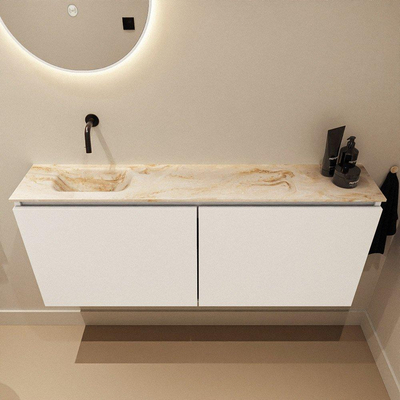 MONDIAZ TURE-DLUX 120cm toiletmeubel Talc. EDEN wastafel Frappe positie links. Zonder kraangat.