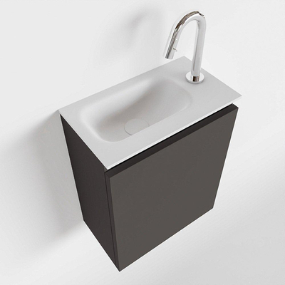 Mondiaz TURE Meuble lave-mains 40x23x50cm 1 trou de robinet 1 porte Dark grey mat Lavabo Eden Gauche Solid Surface Blanc