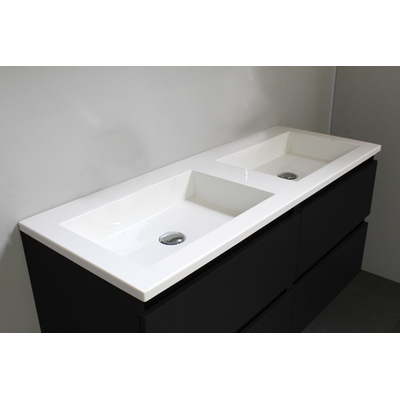 Basic Bella Meuble salle de bains avec lavabo acrylique Blanc 120x55x46cm sans trous de robinet Noir mat