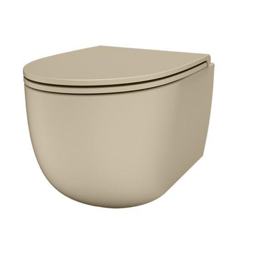 QeramiQ Élan Wandclosetpack - 36.5x53cm - diepspoel - rimless - slim zitting - mat beige