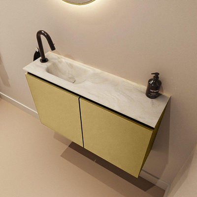 MONDIAZ TURE-DLUX 80cm toiletmeubel Oro. EDEN wastafel Ostra positie links. Met 1 kraangat.