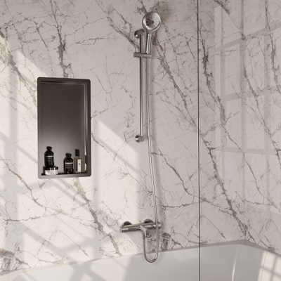 Robinet de baignoire à encastrer Brauer Brushed Carving - barre de douche - 2 fonctions - 2 boutons carving - douchette ronde 3 positions - PVD - inox brossé